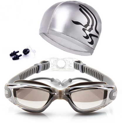 HD Waterproof Anti-Fog Swimming Goggles with Cap