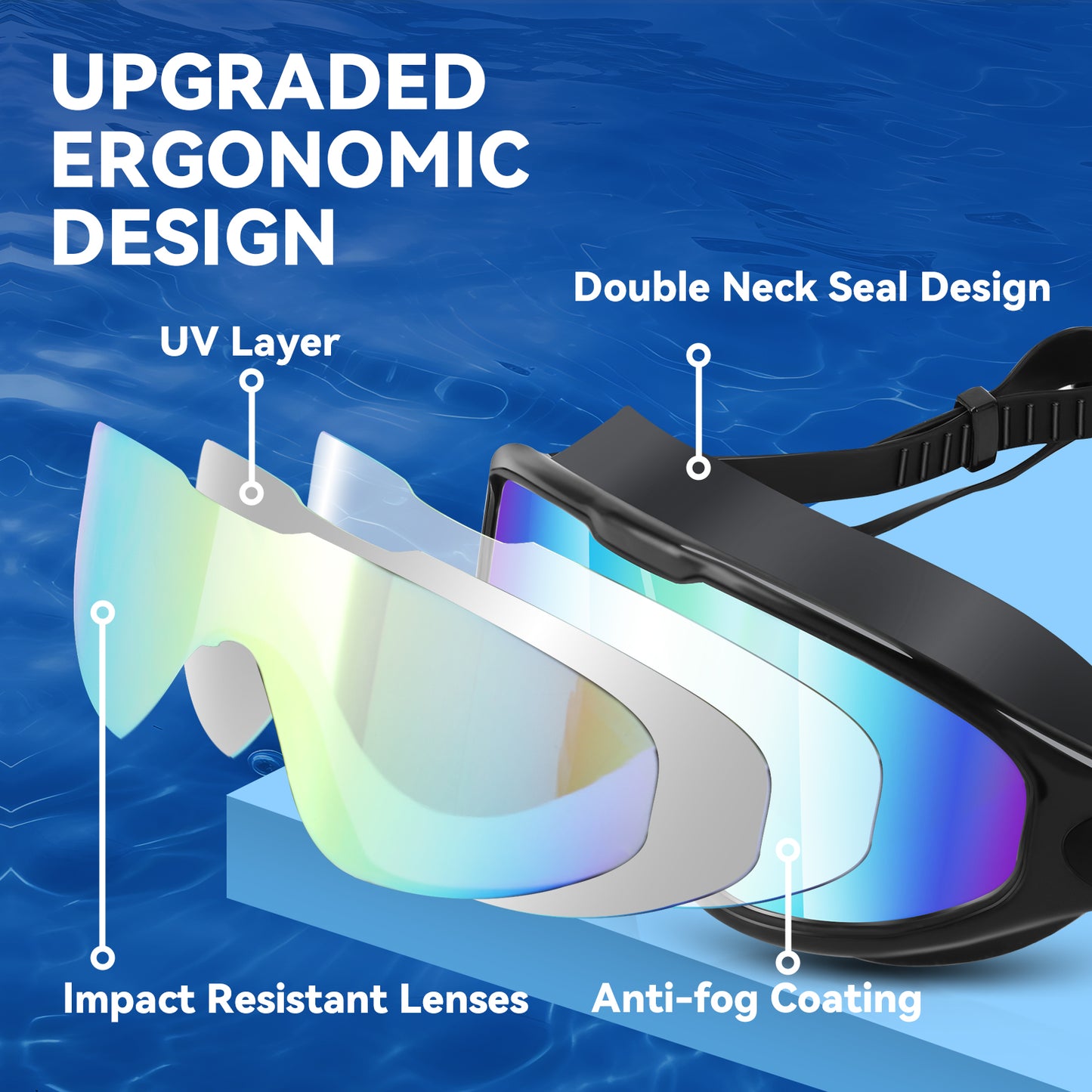 2-Pack Swimming Goggles Set